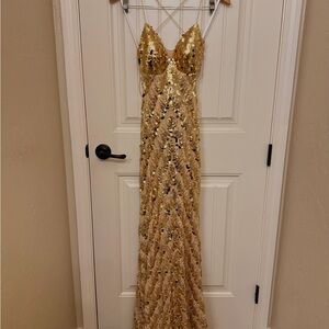 B Darlin Gold Sequin Gown- Size 4/6